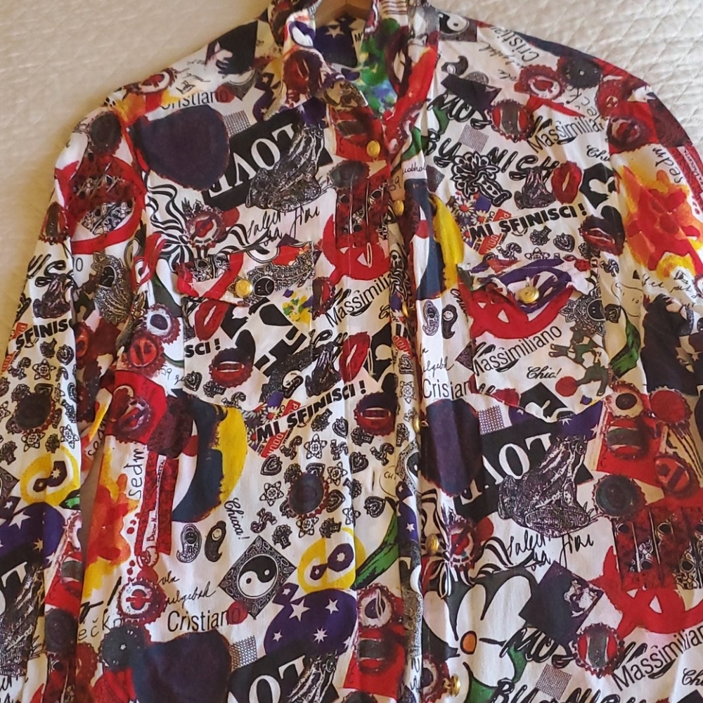💋 80s 90s RARE VINTAGE MOSCHINO BLOUSE BUTTON UP